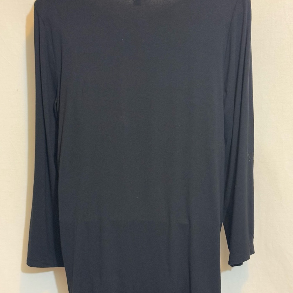H-161 JM Collection Black Embellished Tie Front Long Sleeve Pullover Blouse - Picture 8 of 14